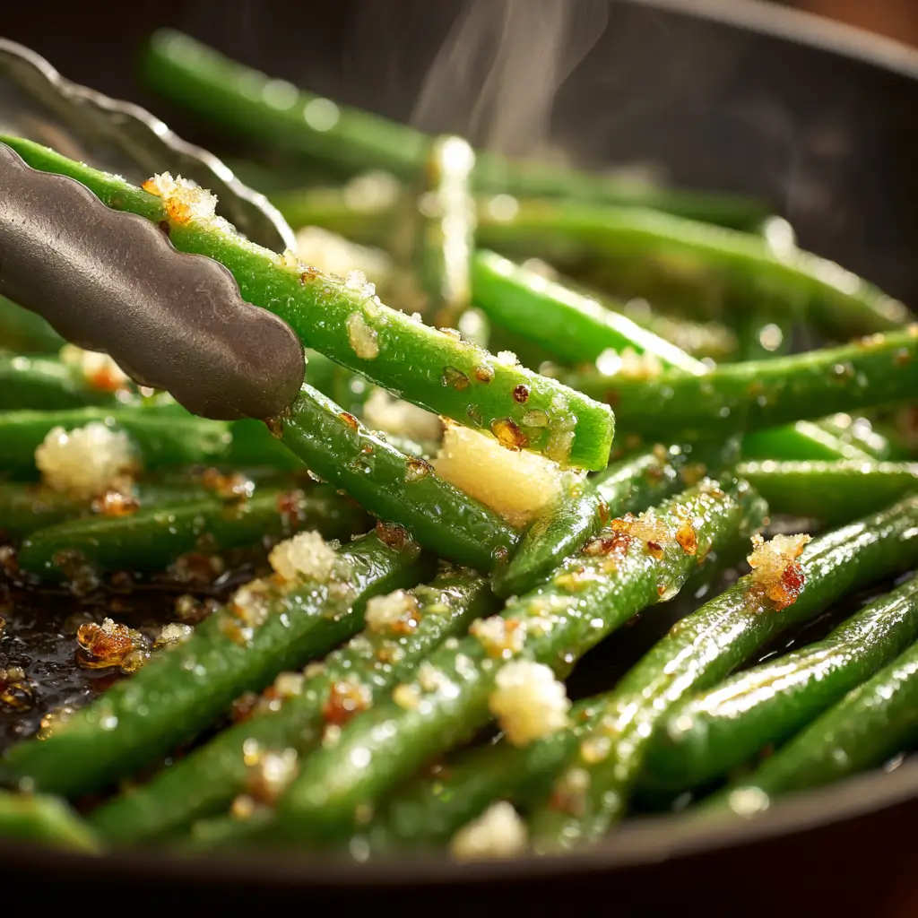 Ultra Zoom Macro Of Glossy Sauted Green Beans (3)