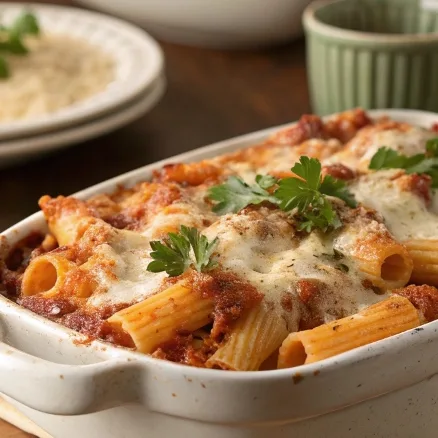 Baked Ziti Cheesy Pasta Comfort Dish