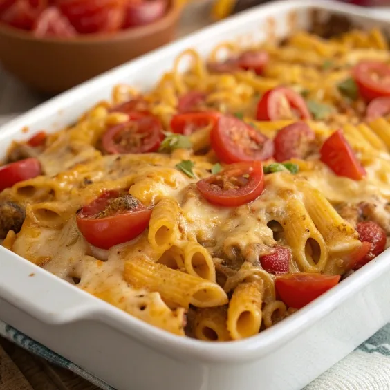 Cheesy Rotel Pasta Bake