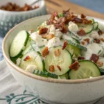 Creamy Cucumber Salad With Bacon And Cheese Imagin