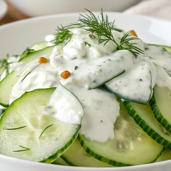 Creamy Cucumber Salad With Greek Yogurt Dressing C