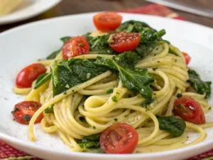 Imagine A Plate Of Pasta Swirled With Bright Gree