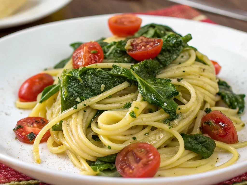 Imagine A Plate Of Pasta Swirled With Bright Gree