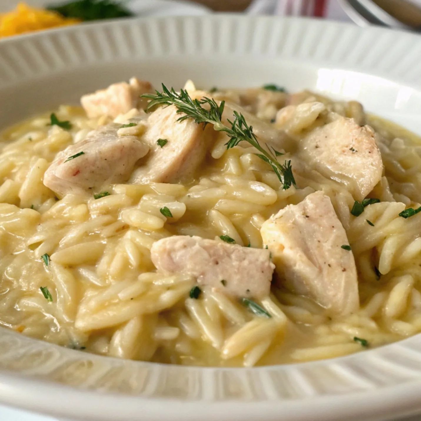 Simple Photo Of Creamy Orzo With Chicken A Wonder
