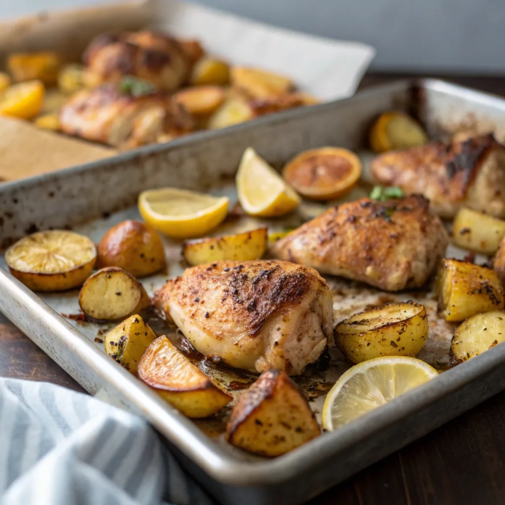 Sheet Pan Lemon Balsamic Chicken and Potatoes Simple Photo Of Sheet Pan Lemon Balsamic Chicken A
