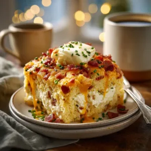 Zoom Plated Square Of Loaded Cornbread Casserol