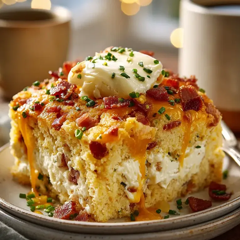 Zoom Plated Square Of Loaded Cornbread Casserol