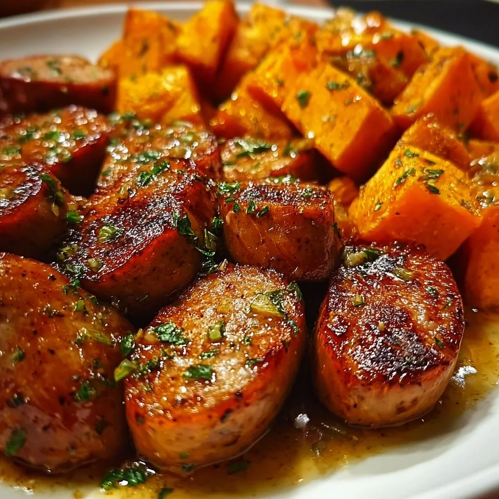 Honey Garlic Sausage with Sweet Potatoes