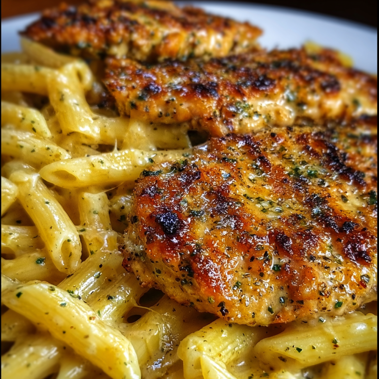 Cheddar Parmesan Garlic Butter Chicken And Penne Pasta