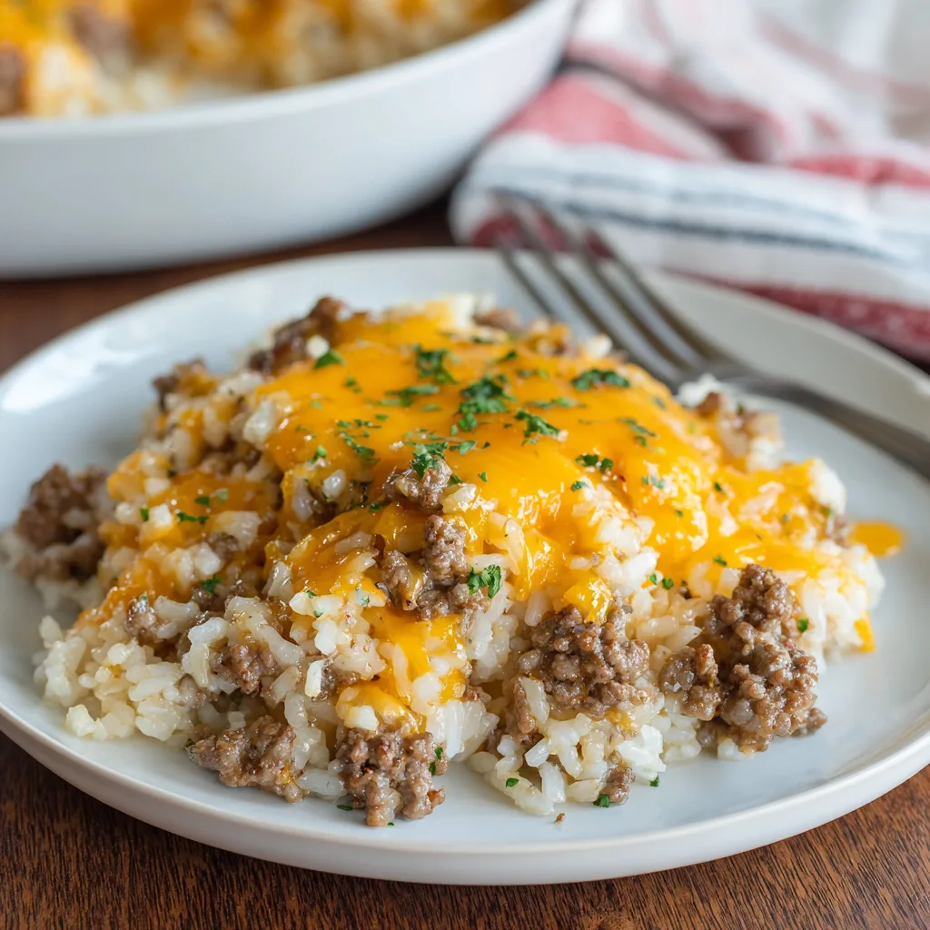 Cheesy Hamburger Rice Casserole (4)