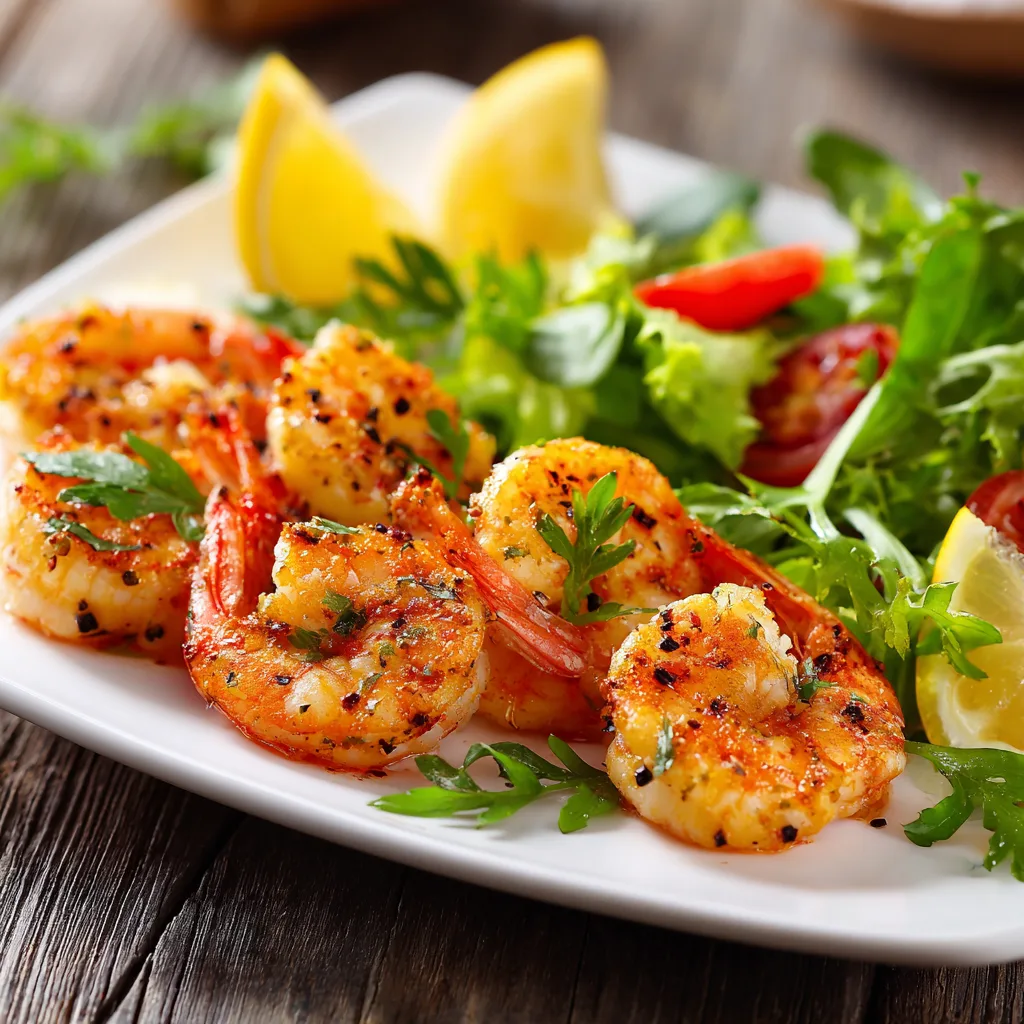 Close Up Of Sauted Shrimp With Lemon Herbs And Olive (3)