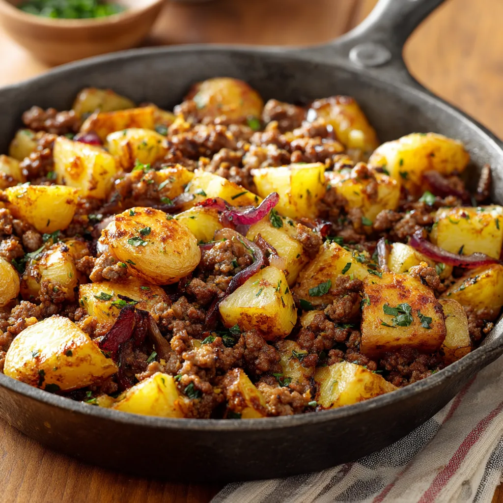 Easy Ground Beef And Potatoes Skillet (1)