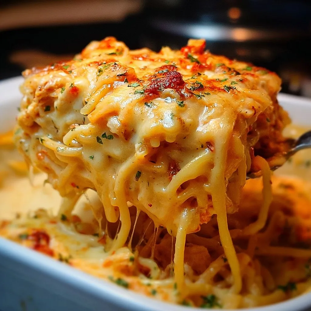 Spicy Southern Cheesy Chicken Spaghetti Casserole