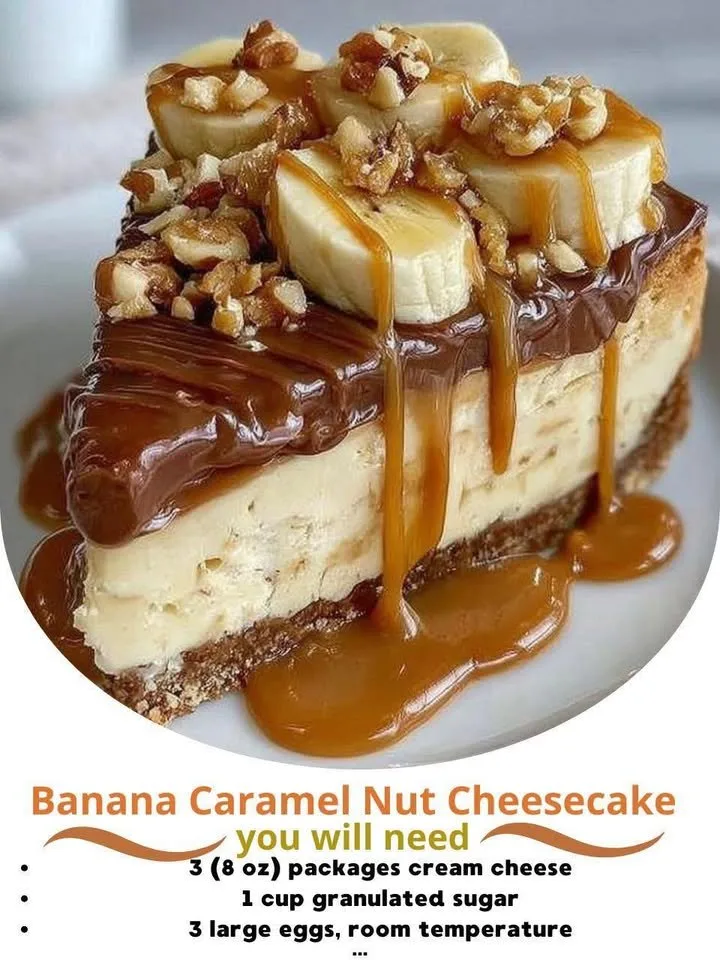 Banana Caramel Nut Cheesecake