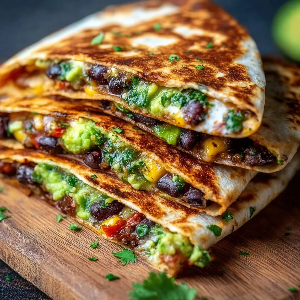 Vegan Quesadillas with Black Beans and Avocado