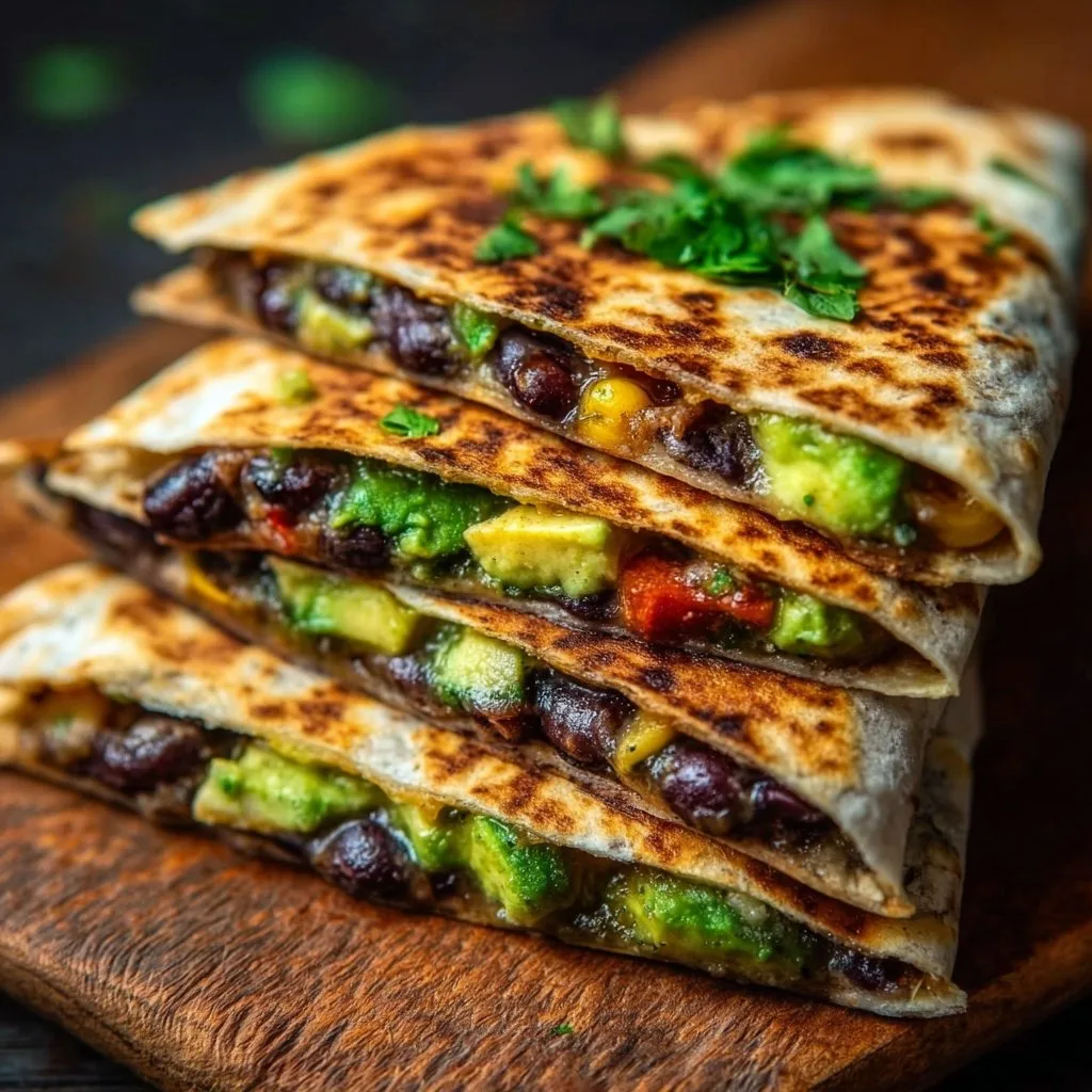 Vegan Quesadillas with Black Beans and Avocado
