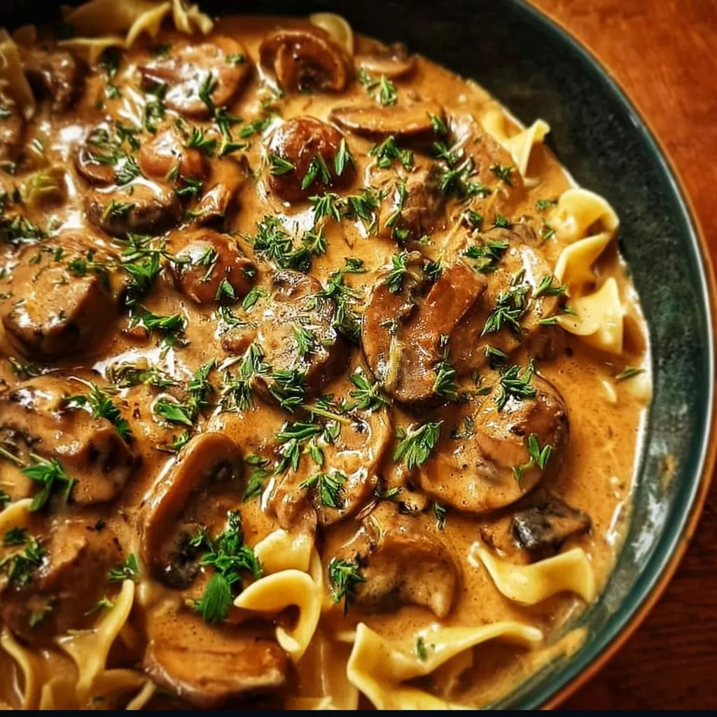 Mushroom and Seitan Stroganoff - MushroomSalus