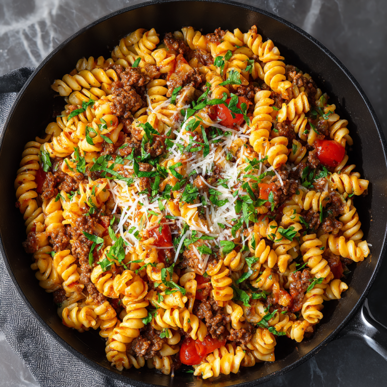 Quick Garlic Butter Pasta With Ground Beef Recipe