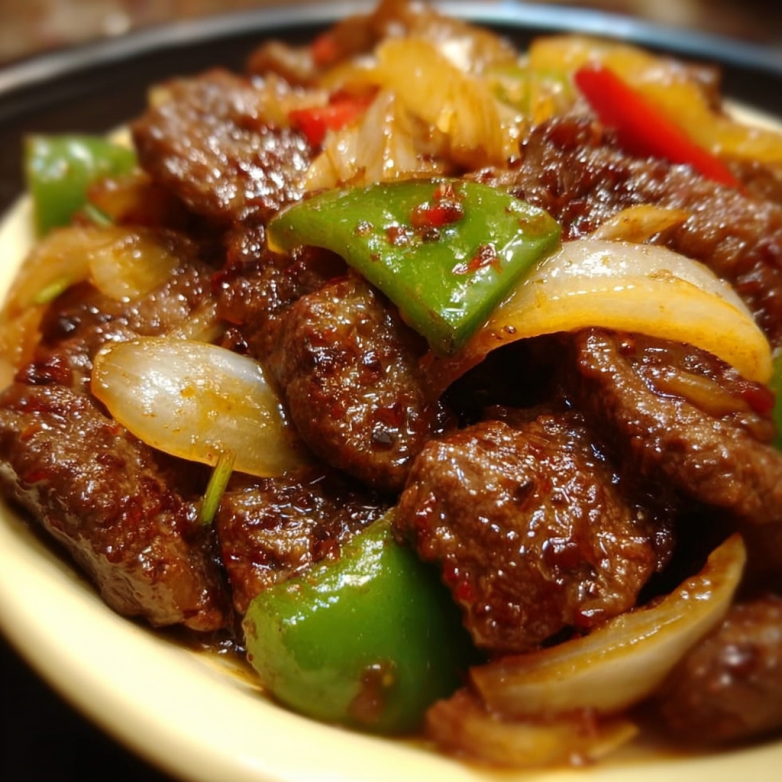 Sizzling Chinese Pepper Steak With Onions