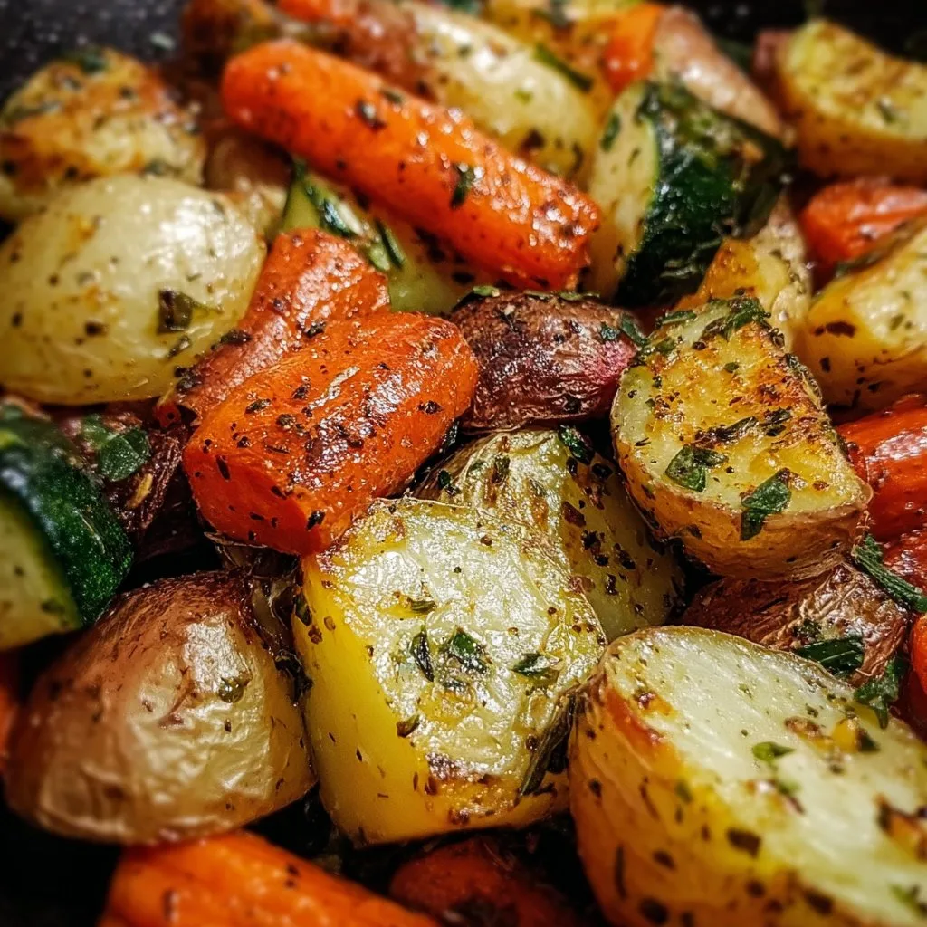 Garlic Herb Roasted Potatoes, Carrots, and Zucchini