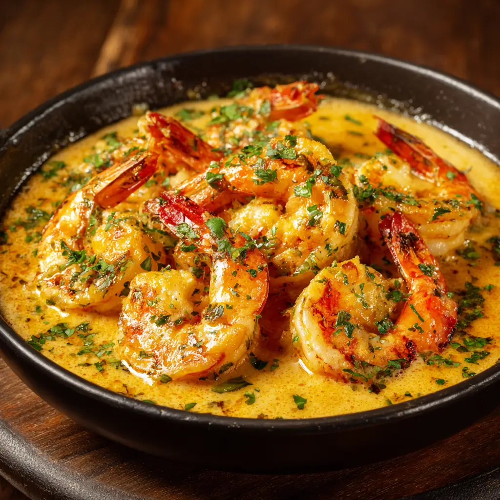Ultra Zoom Creamy Butter Shrimp In Golden Sauce With