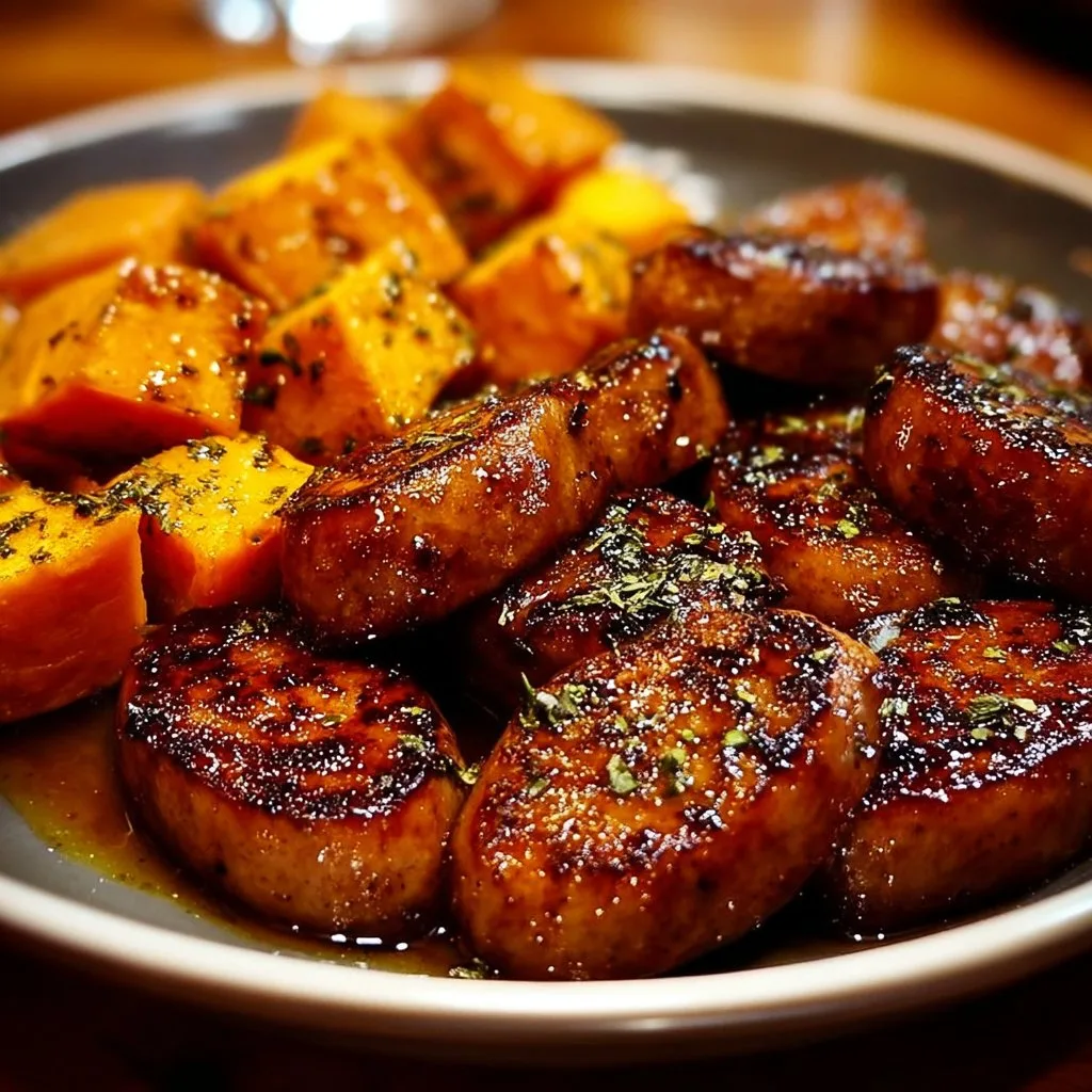 Honey Garlic Sausage with Sweet Potatoes