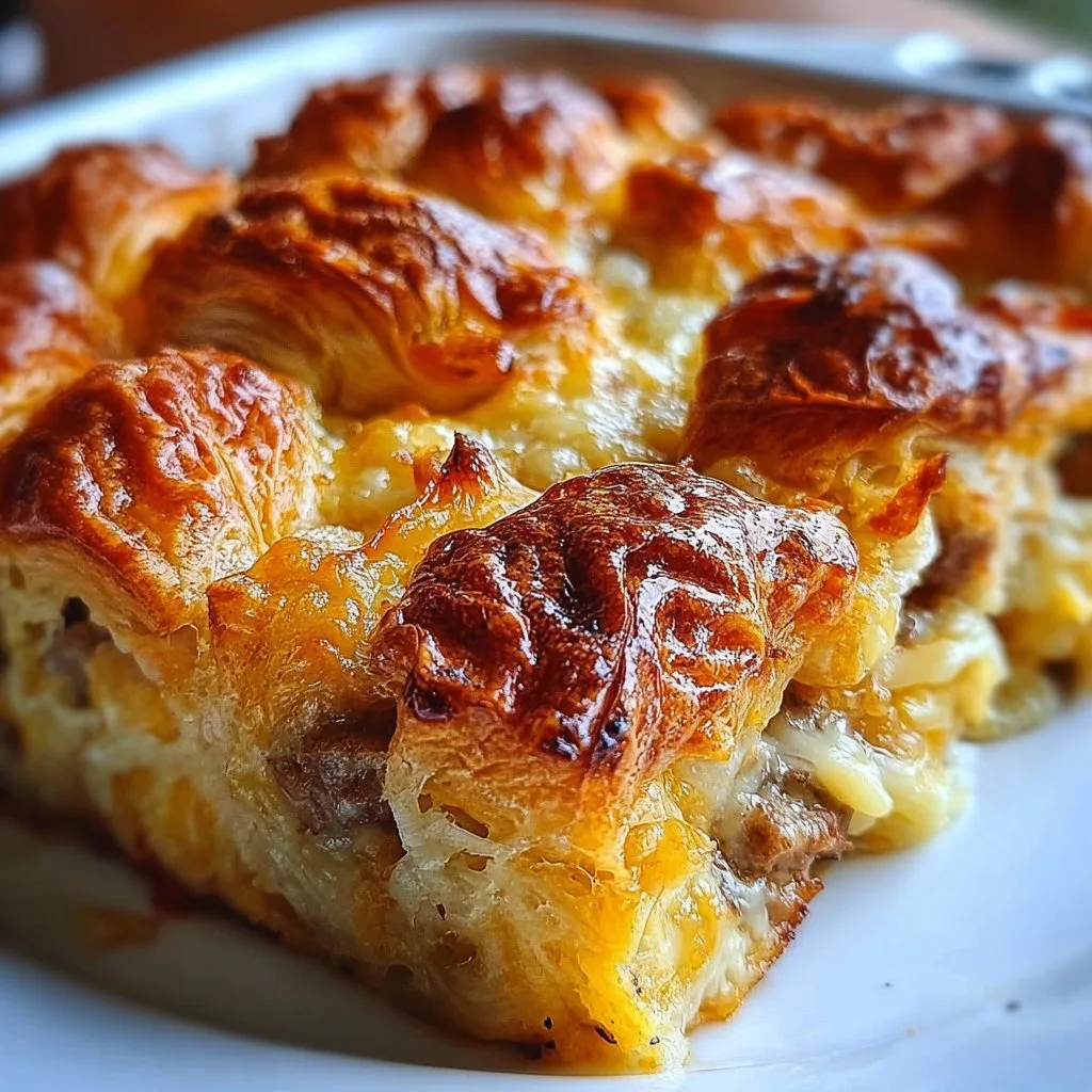 Overnight Croissant Breakfast Casserole