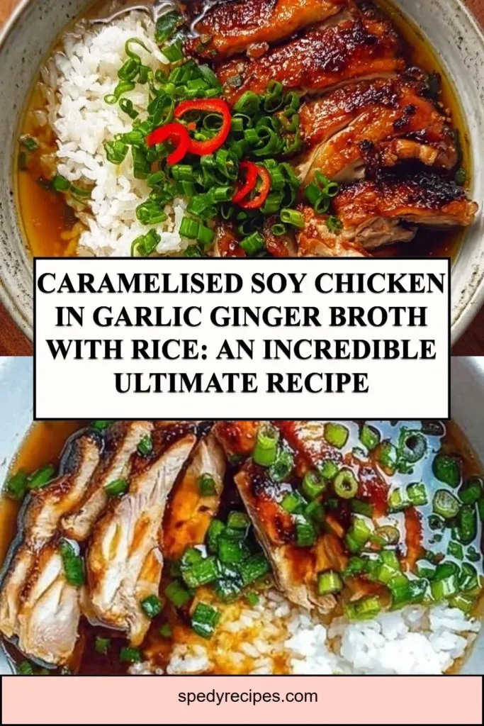 Caramelised Soy Chicken in Garlic Ginger Broth with Rice: An Incredible Ultimate Recipe Caramelised soy chicken in garlic ginger broth served with rice