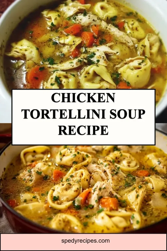 Chicken Tortellini Soup Recipe Bowls of delicious Chicken Tortellini Soup garnished with herbs