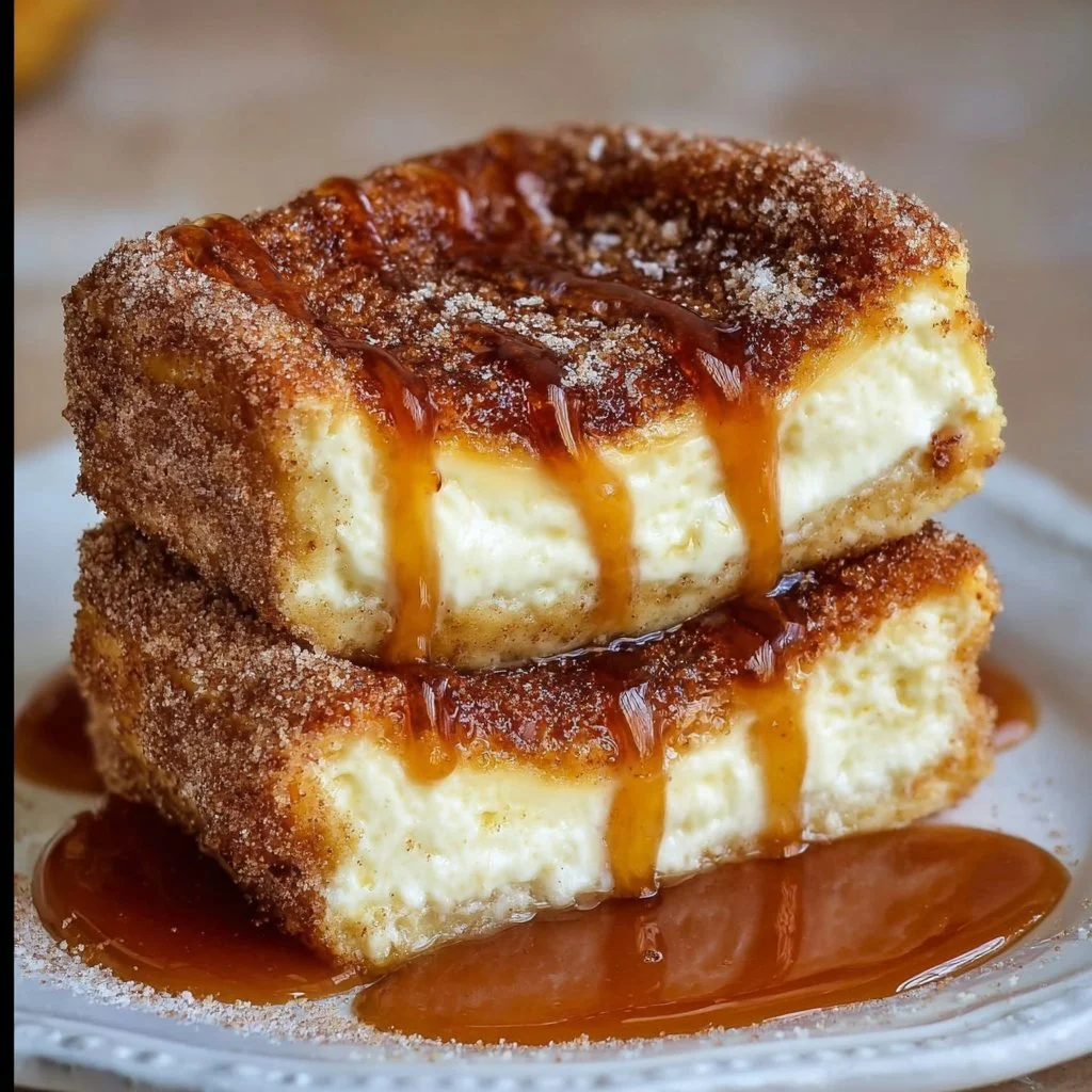 Delicious Churro Cheesecake topped with cinnamon sugar and whipped cream