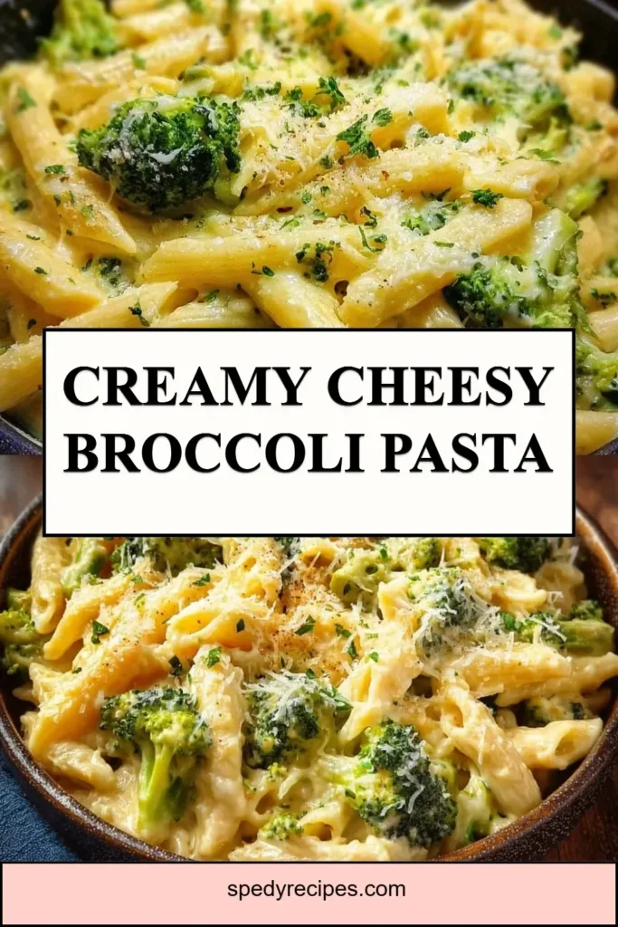 Creamy Cheesy Broccoli Pasta A bowl of creamy cheesy broccoli pasta garnished with fresh herbs.