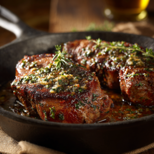 Featured Shot Of Garlic Butter Pan Seared Beef