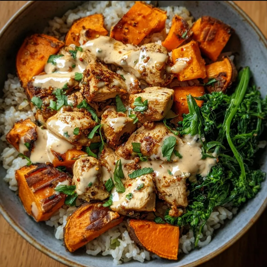 Healthy Chicken & Sweet Potato Rice Bowl