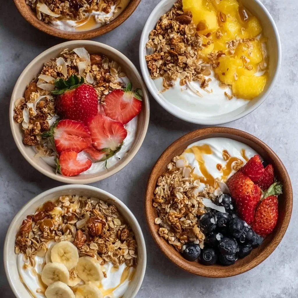 Easy Yogurt Granola Bowls (4 Ways!)