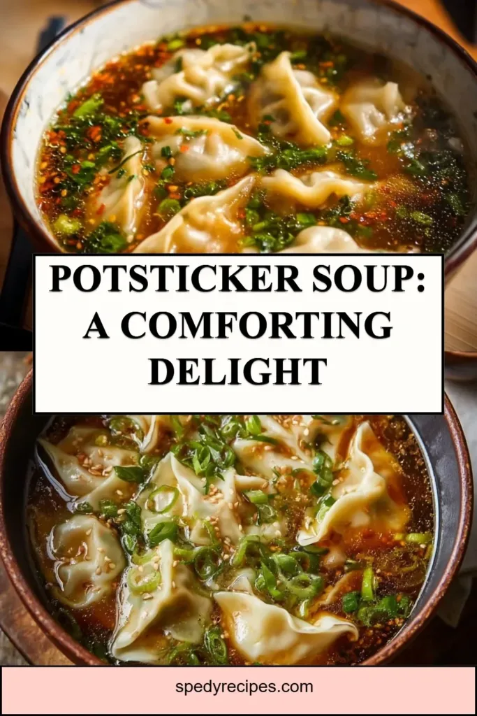 Potsticker Soup: A Comforting Delight Bowl of Potsticker Soup topped with green onions and fresh herbs