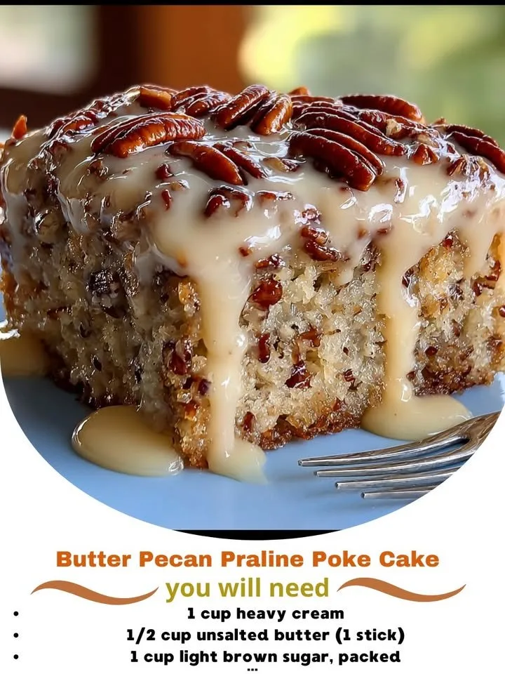Butter Pecan Praline Poke Cake