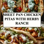 Sheet pan chicken pitas with herby ranch dressing ready to serve
