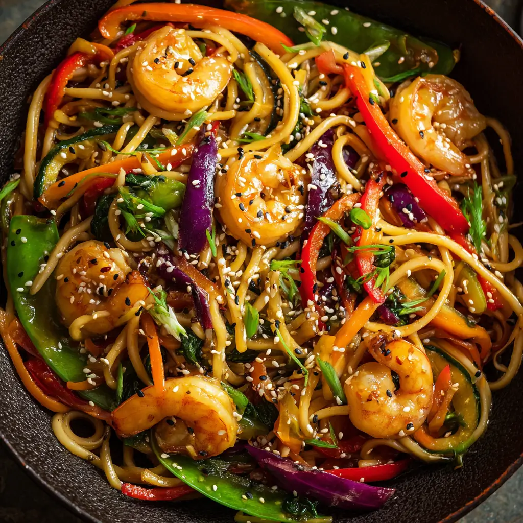 Shrimp Noodle Stir Fry With