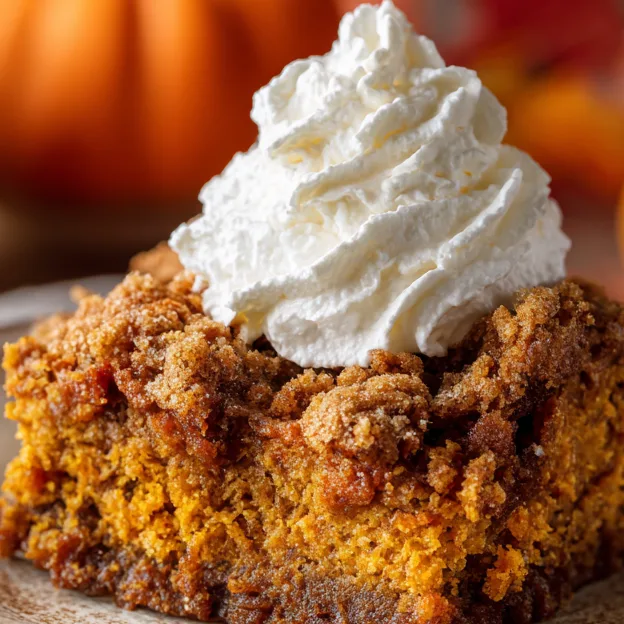 Triokyn Slice Of Pumpkin Dump Cake Served On Rustic Plate Wit F4a338fe 9fc7 4364 942a E70abf6565f9 2
