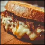 Triple Cheese Beef Melt with juicy beef and three layers of melted cheese