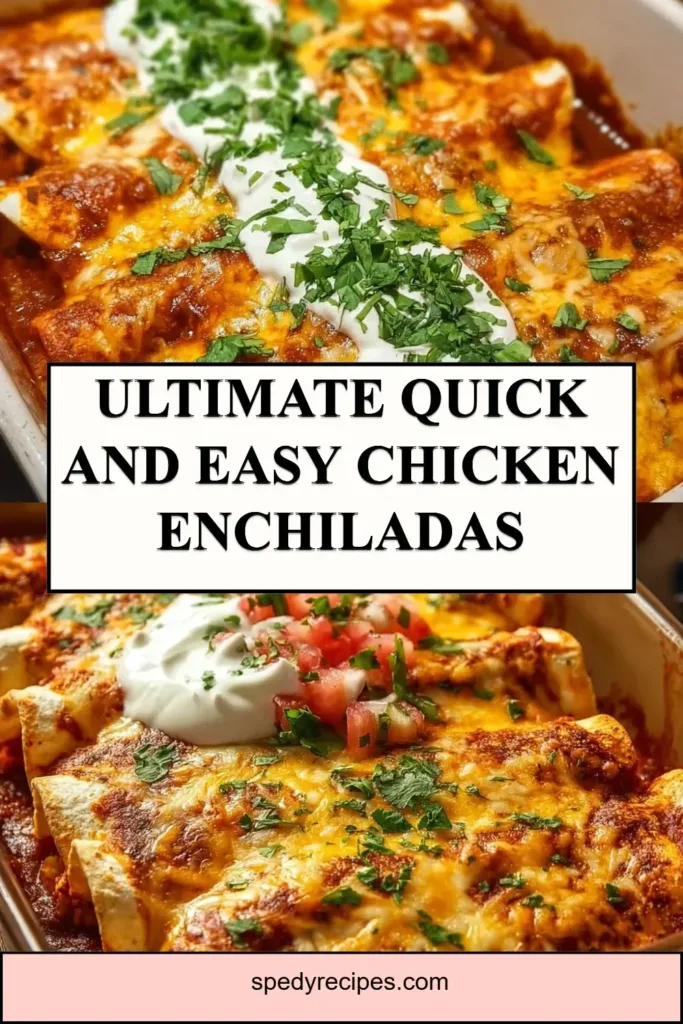 Delicious quick and easy chicken enchiladas topped with cheese and salsa