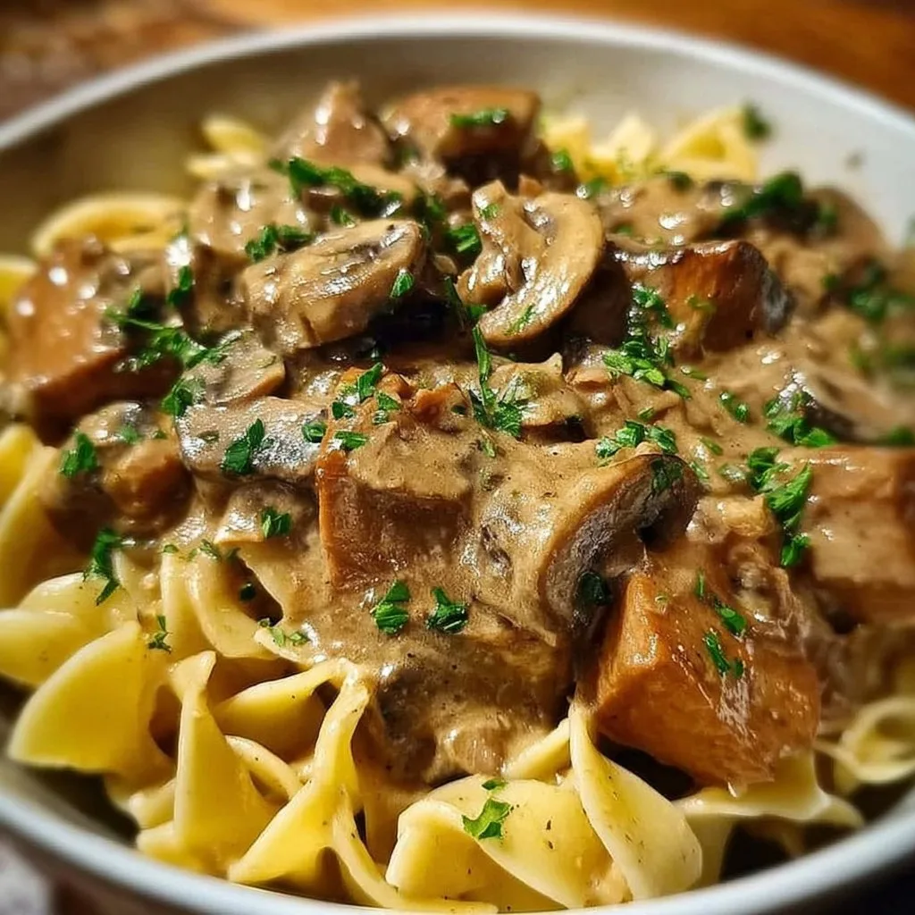 Mushroom and Seitan Stroganoff - MushroomSalus