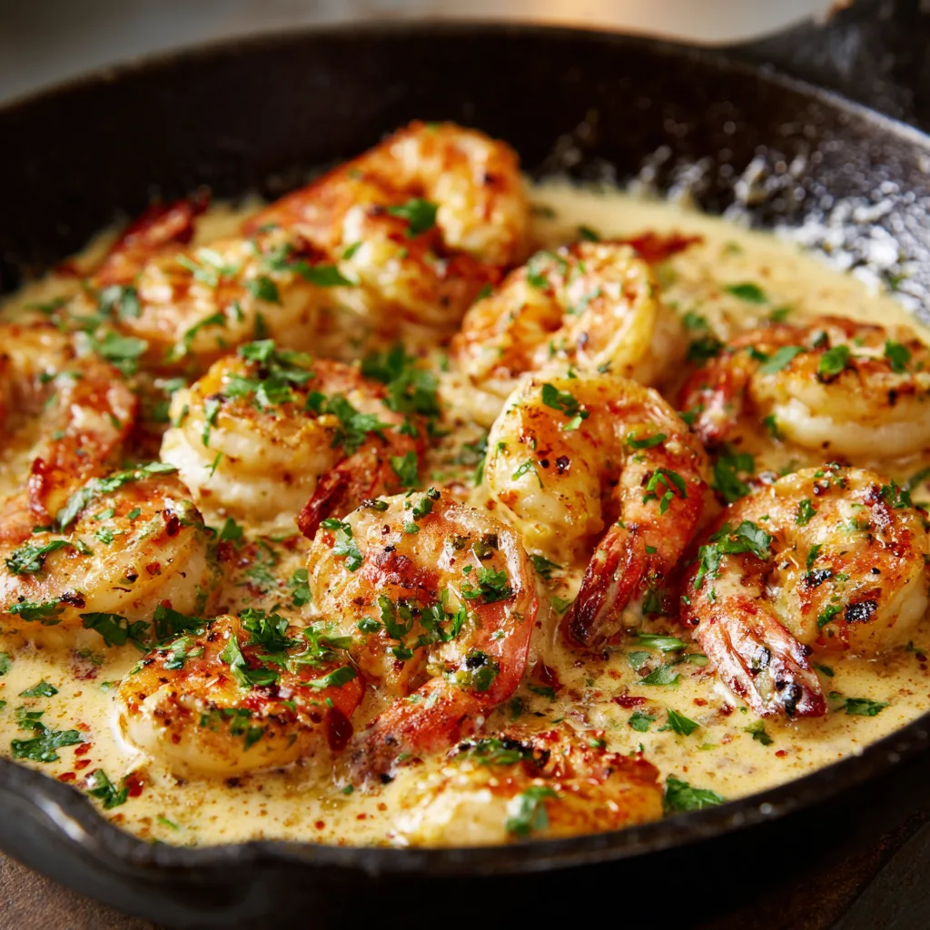 Zoom Creamy Garlic Shrimp In Skillet With Parsl (1)