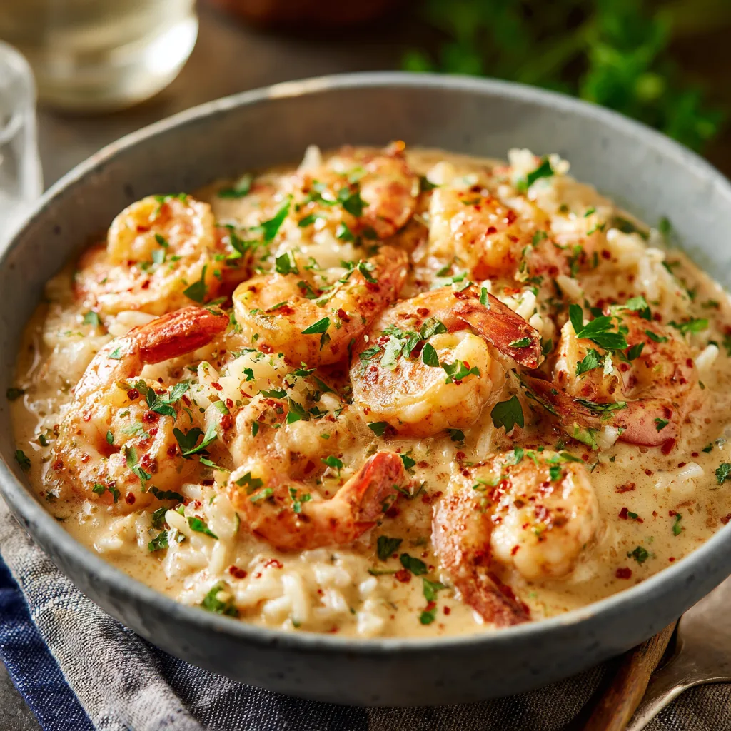 Zoom Creamy Garlic Shrimp In Skillet With Parsl (2)