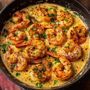 Zoom Creamy Garlic Shrimp In Skillet With Parsl (4)
