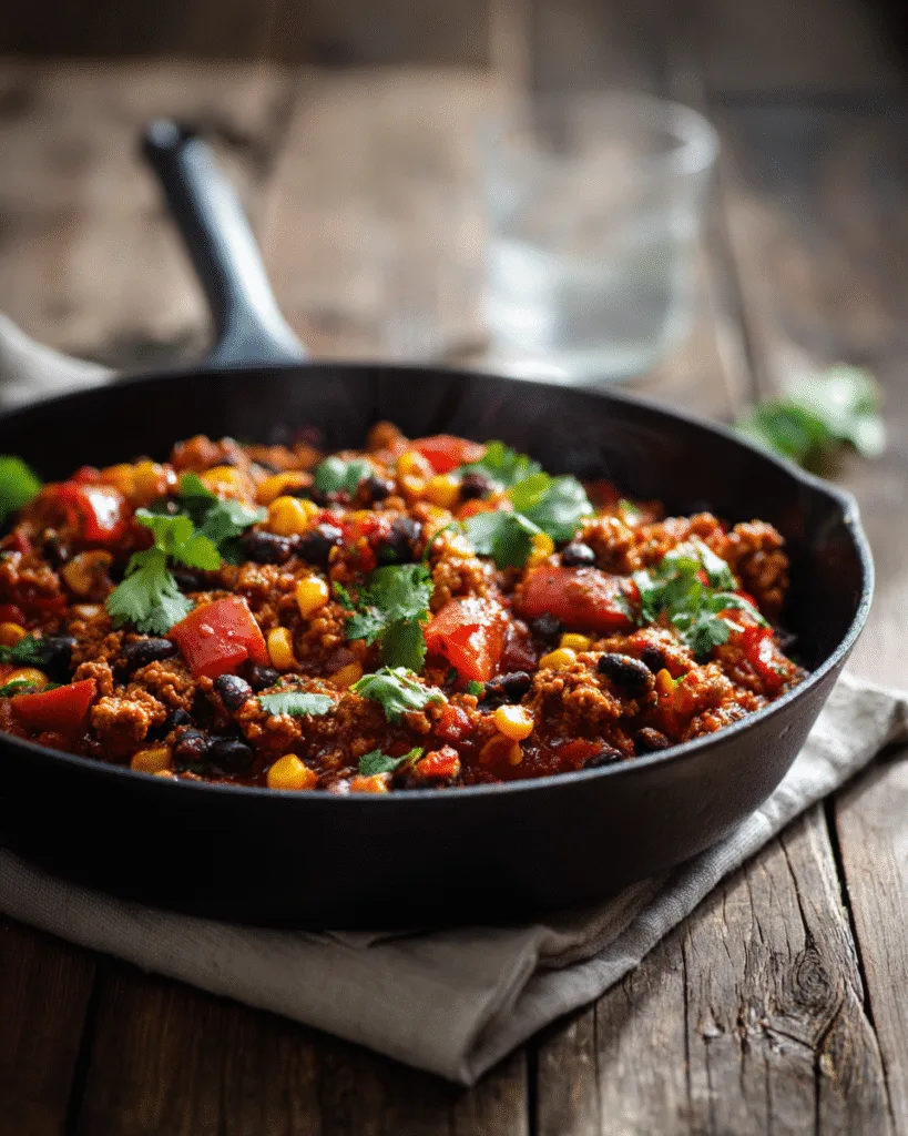 Dirt Cheap Meals for Frugal Families on a Tight Food Budget Zoom Overhead Hero Of One Pan Ground Turkey (1)