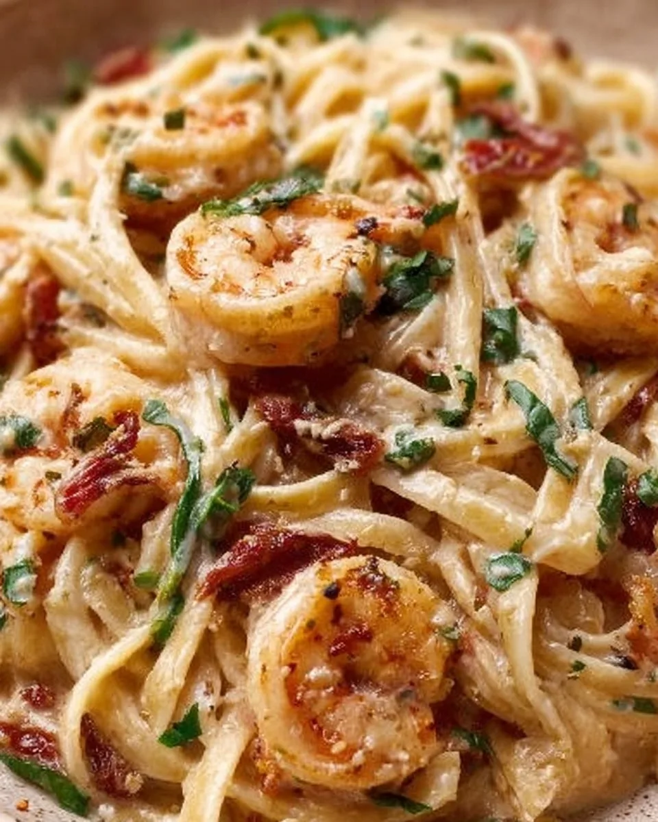 Creamy Tuscan Shrimp Linguine