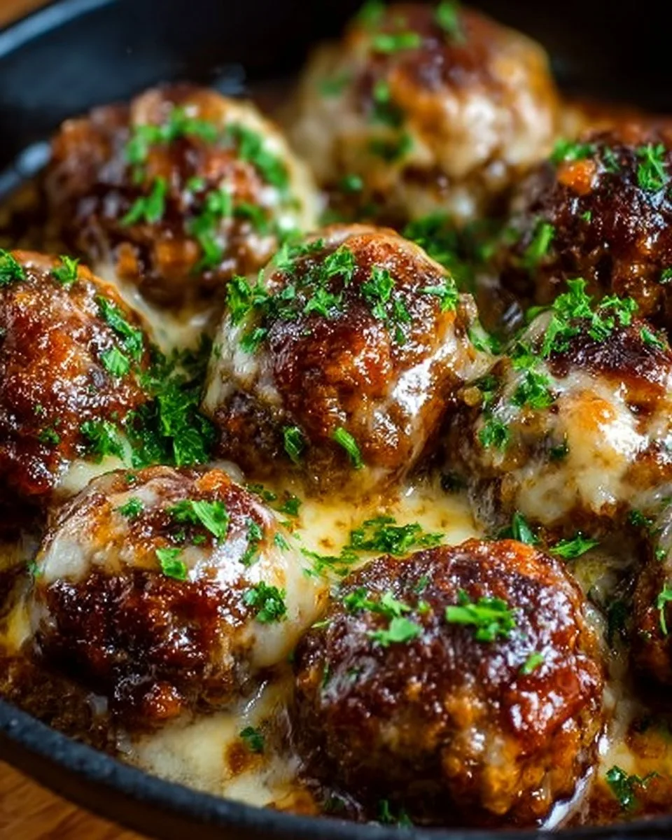 Crockpot French Onion Meatballs