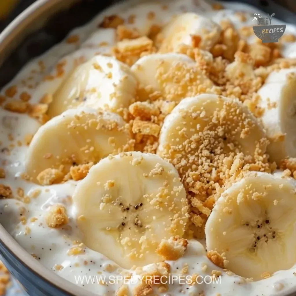 Banana Pudding Greek Yogurt Bowl Banana Pudding Greek Yogurt Bowl topped with banana slices and granola