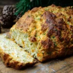 Cheddar and herb soda bread freshly baked and sliced
